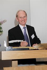 Sir David McMurtry signs Charter Book of the Royal Society